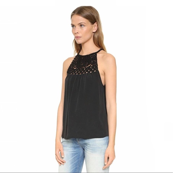 Joie Montara Macramé Sleeveless Silk Top - Picture 3 of 14